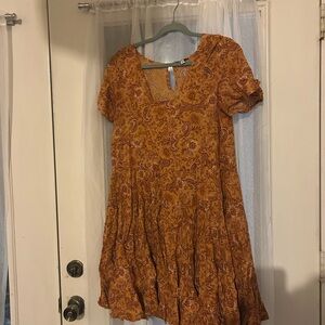 Orange Paisley Mini Dress